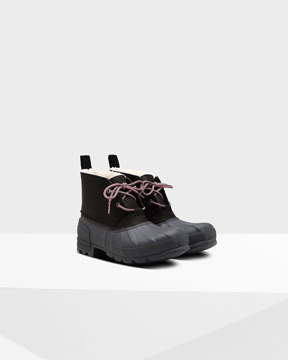 Mens Ankle Boots - Hunter Original Short Insulated (93UYIRGQN) - Black/Grey